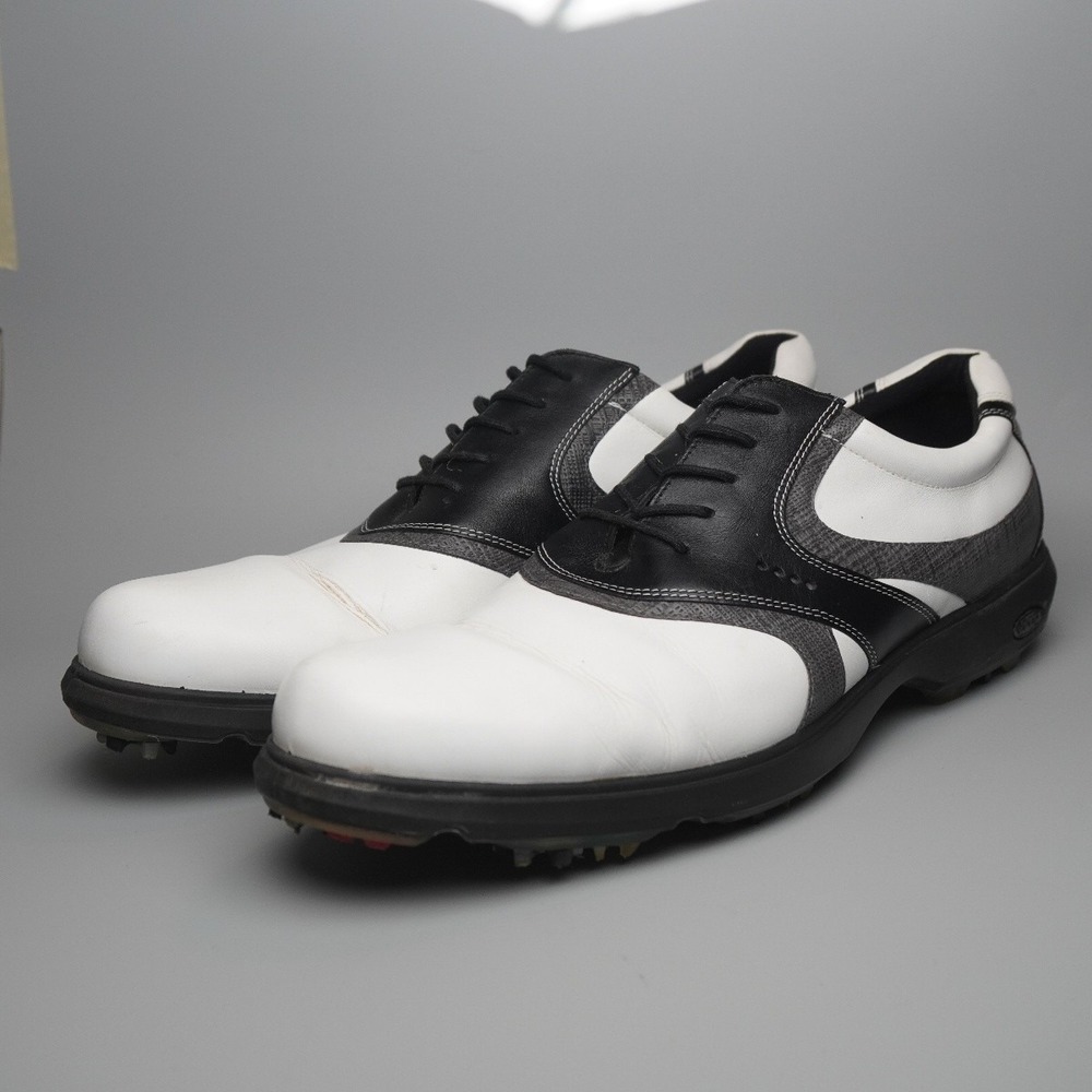 ECCO Classic Premiere Men's Spiked Golf Shoes White Black EU 50‎